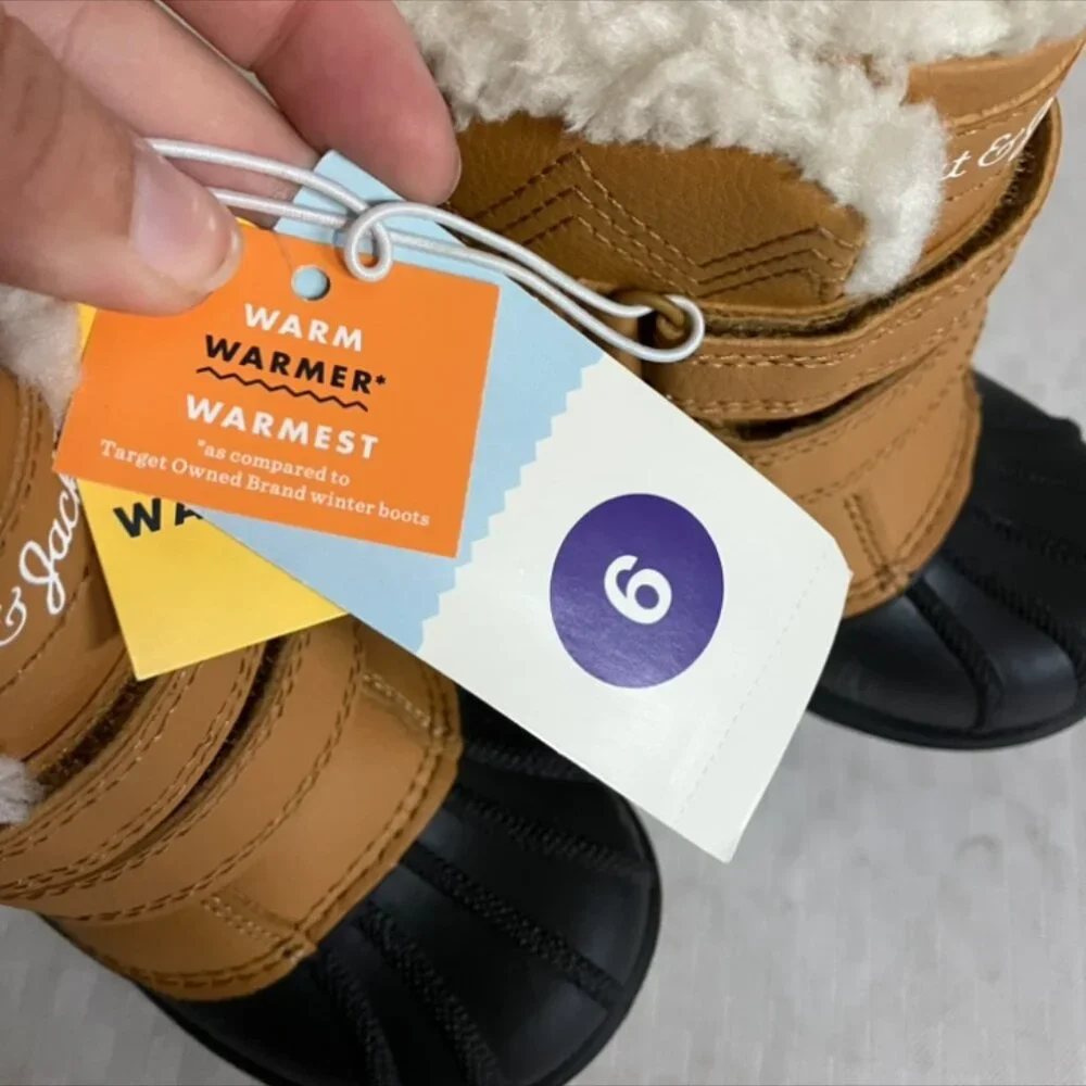 NWT Cat & Jack Toddler Kids Size 6 Brown Faux Fur Lined Waterproof Winter Boots